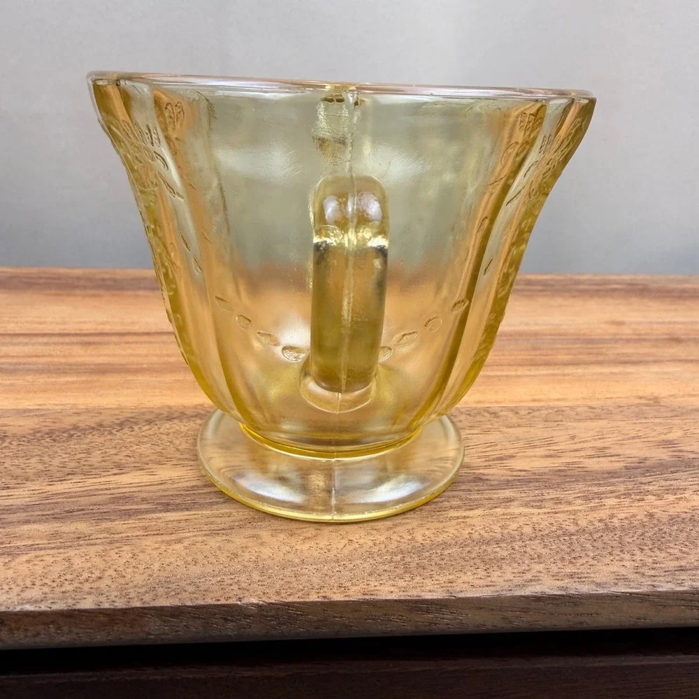 Federal Glass Madrid‎ Amber Yellow Depression Glass Creamer and Sugar Bowl Set